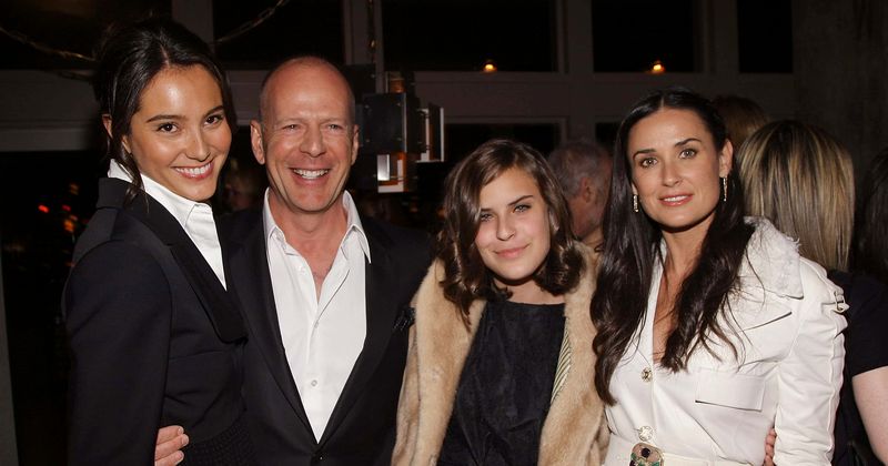 (L-R) Emma Hemming, actor Bruce Willis, Tallulah Belle Willis, and Demi Moore (Getty Images)
