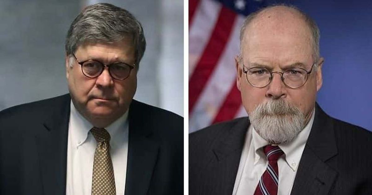 John Durham (R), who had been appointed as special counsel by former AG William Barr (Getty Images), has resigned (United States Department of Justice)