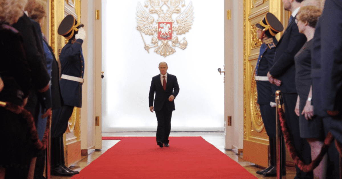Russian President Vladimir Putin enters the Grand Kremlin Palace in Moscow on May 7, 2012. (RIA-Novosti/Alexei Druzhinin/Government Press Service)
