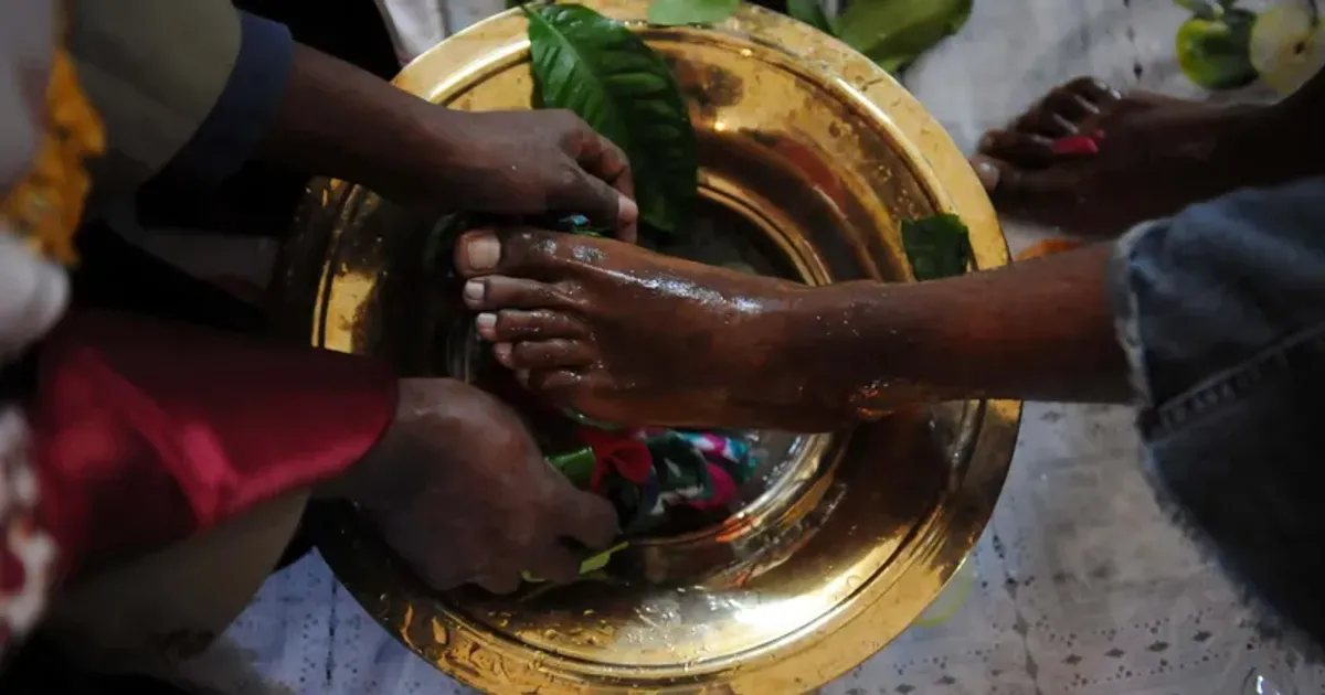 Communion service and a foot-washing ritual are common parts of Maundy Thursday celebrations (Matt McClain/Getty Images)