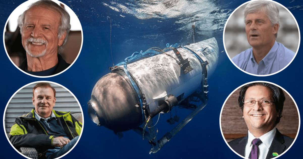 Hamish Harding, Paul-Henri Nargeolet, Stockton Rush and Shahzada Dawood are on board the Titan (OceanGate; Engro Corporation; actionaviation/Twitter; CBS/YouTube)