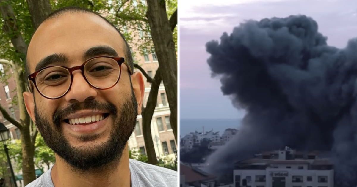Mohammad Jehad Ahman, a New York City school teacher, has come under fire after calling Israel a ‘terrorist state’ (Mohammad Jehad Ahman/LinkedIn and The Guardian/