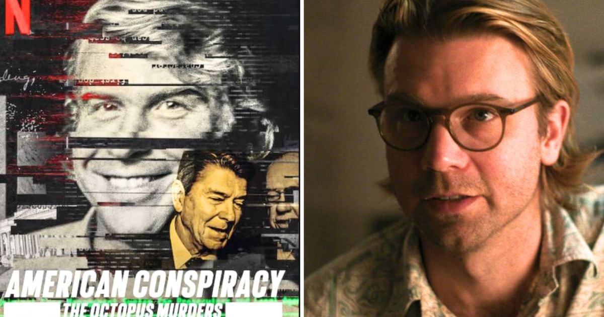 The official poster and a still from 'American Conspiracy: The Octopus Murders' (@Netflix)