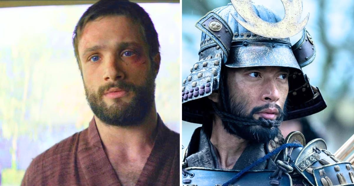 Cosmo Jarvis as John Blackthorne and Shinnosuke Abe as Toda Buntaro in a still from 'Shōgun' (@FX)