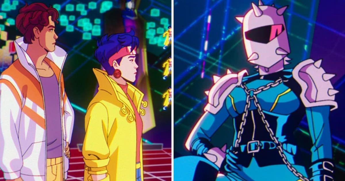 Jubilee and Roberto (L) encounter an unusual character inside Mojo's 'Motendo' video game in 'X-Men '97' Episode 4 (@Disney)