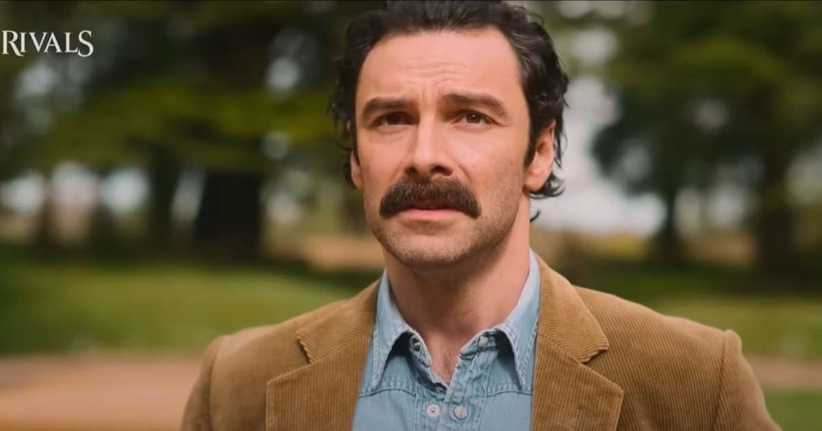 Aidan Turner appears as Declan O'Hara in 'Rivals' (YouTube/@hulu)