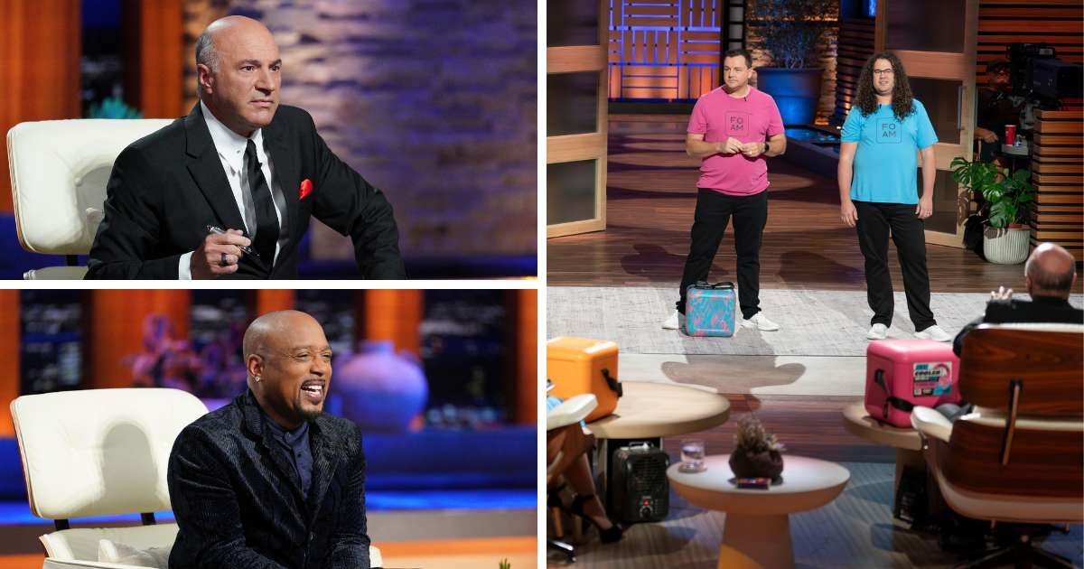 Kevin O'Leary and Daymond John fight over $100 FOAM Coolers on 'Shark Tank' Season 16 (ABC/@christopherwillard)