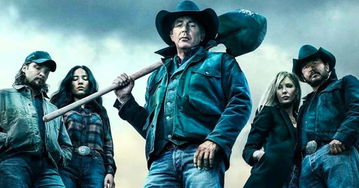 (L-R) Luke Grimes,  Kelsey Asbille, Kevin Costner, Cole Hauser, and Kelly Reilly, Kevin Costner in 'Yellowstone'. (Cover Image Source: Paramount Pictures)