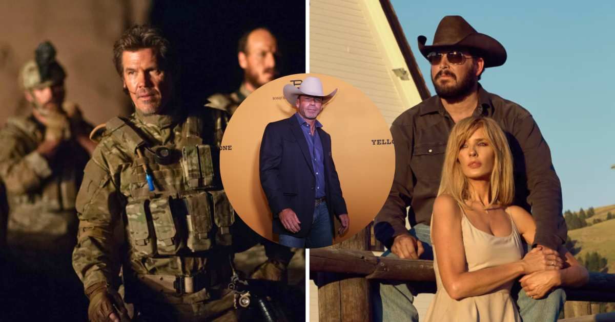 (L) Josh Brolinbfrom 'Sicario'; (R) Cole Hauser and Kelly Reilly from 'Yellowstone'; (Inset) Taylor Sheridan at the 'Yellowstone' black carpet (Cover Image Source: Getty Images | Photos by (L) Sicario; (R) Yellowstone; (Inset) Omar Vega)