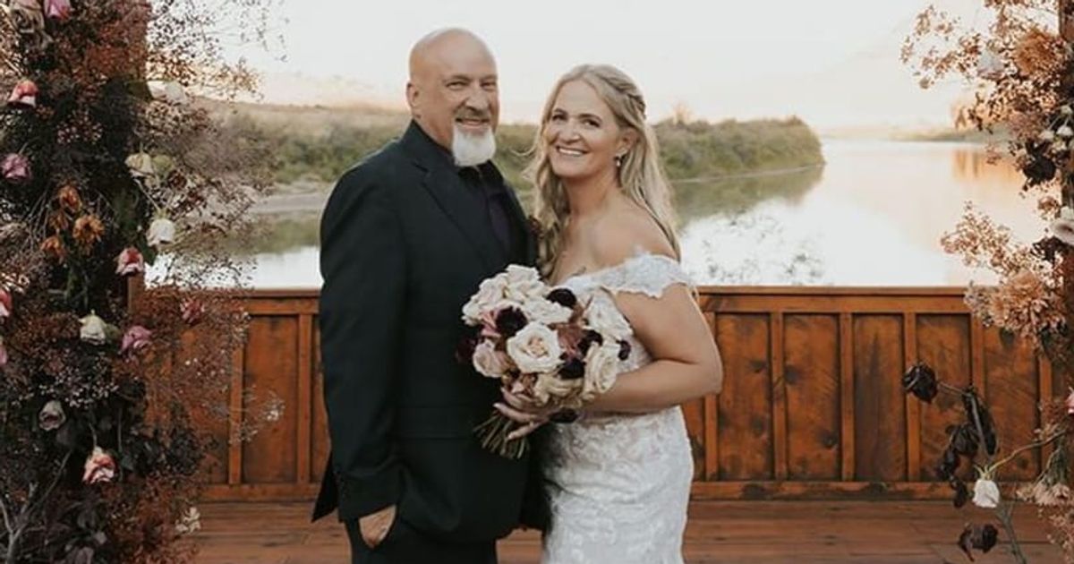 A photo of Christine Brown and her now husband, David Woolley, at their wedding (Cover Image Source: Instagram | Christine Brown)