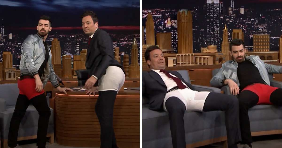 Joe Jones and Jimmy Fallon while enacting poses for a mock Guess Underwear shoot in the popular talk show (Cover Image Source: YouTube | 'The Tonight Show with Jimmy Fallon)