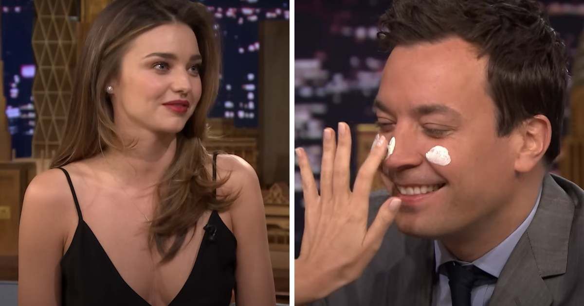 Miranda Kerr and Jimmy Fallon on the latter's talk show in July 2014. (Cover Image Source: YouTube| The Tonight Show Starring Jimmy Fallon)