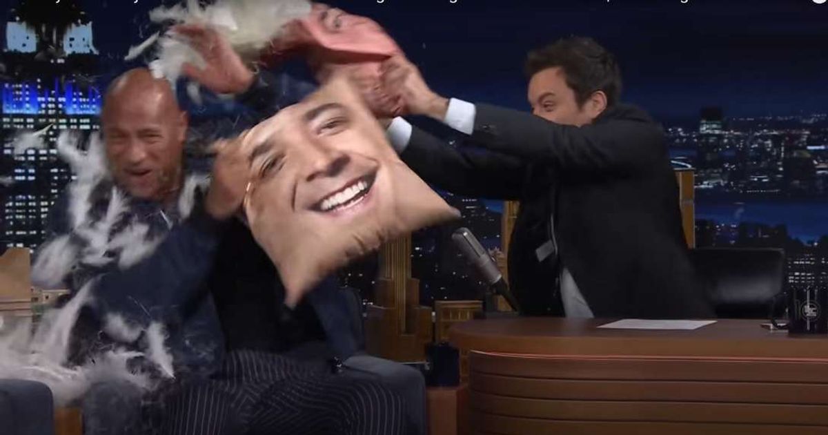 A screenshot of Dwayne Johnson and Jimmy Fallon from 'The Tonight Show Starring Jimmy Fallon (Cover Image Source: YouTube | 'The Tonight Show Starring Jimmy Fallon')