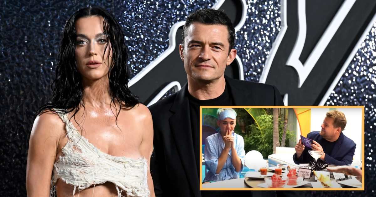 Katy Perry and Orlando Bloom at 2024 MTV Video Music Awards; (inset) Snapshot of Katy Perry and James Corden from 'The Late Late Show' (Cover Image Source: Getty Images | Photo by Noam Galai; (inset) YouTube | The Late Late Show With James Corden)