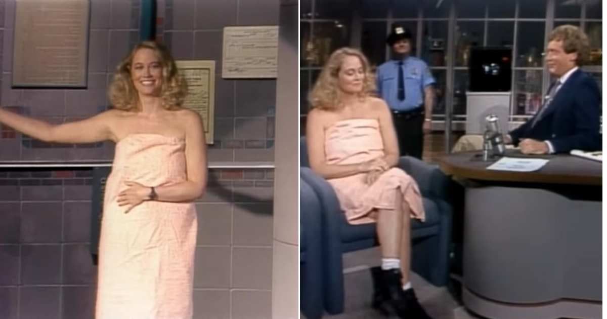 Screenshot of Cybill Shepherd and David Letterman from the show 'Late Night with David Letterman.' (Cover Image Source: YouTube | Letterman)
