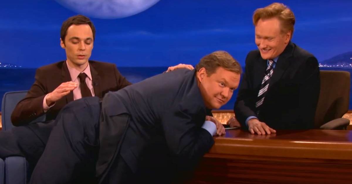 Screenshot of Jim Parsons, Conan O'Brien' and Andy Richter from 'Late Night with Conan O’Brien' (Cover Image Source: Team Coco)
