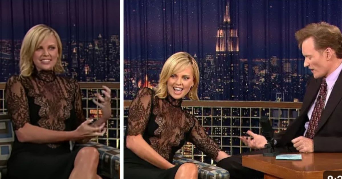Charlize Theron and Conan O'Brien on the latter's talk show in December 2005. (Cover Image Source: YouTube| The Tonight Show With Conan O'Brien)