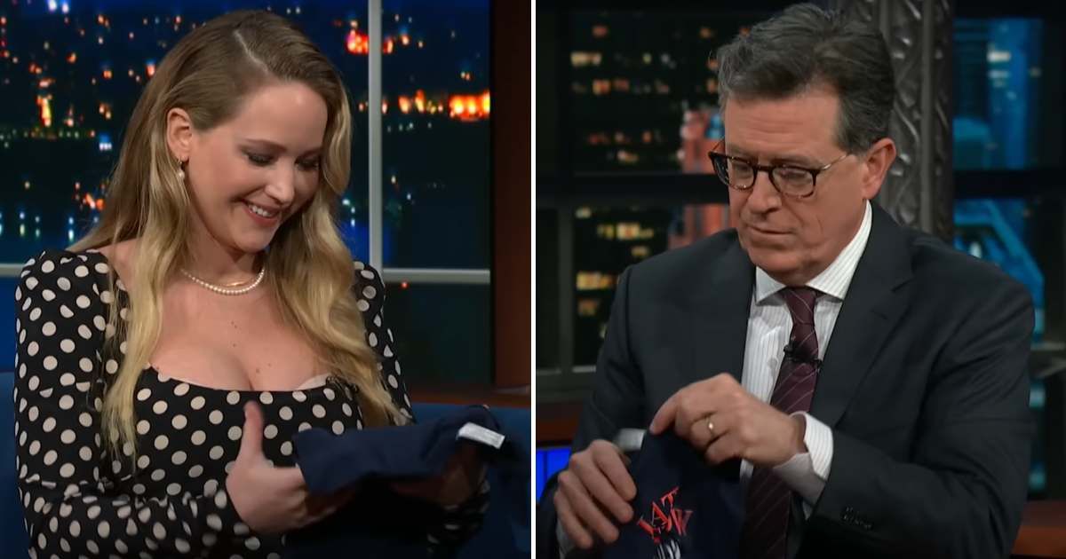 Jennifer Lawrence and Stephen Colbert on 'The Late Show With Stephen Colbert.' (Cover Image Source: YouTube| The Late Show With Stephen Colbert)