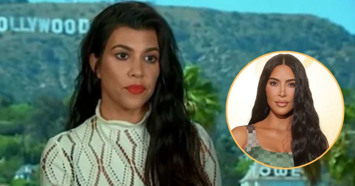 Screenshot of Kourtney Kardashian from the episode of 'Today Extra'; (inset) Kim Kardashian attends the Louis Vuitton Menswear Spring/Summer 2024 show (Cover Images Sources | Facebook | Today; (inset) Getty Images | Photo by Victor Boyko)