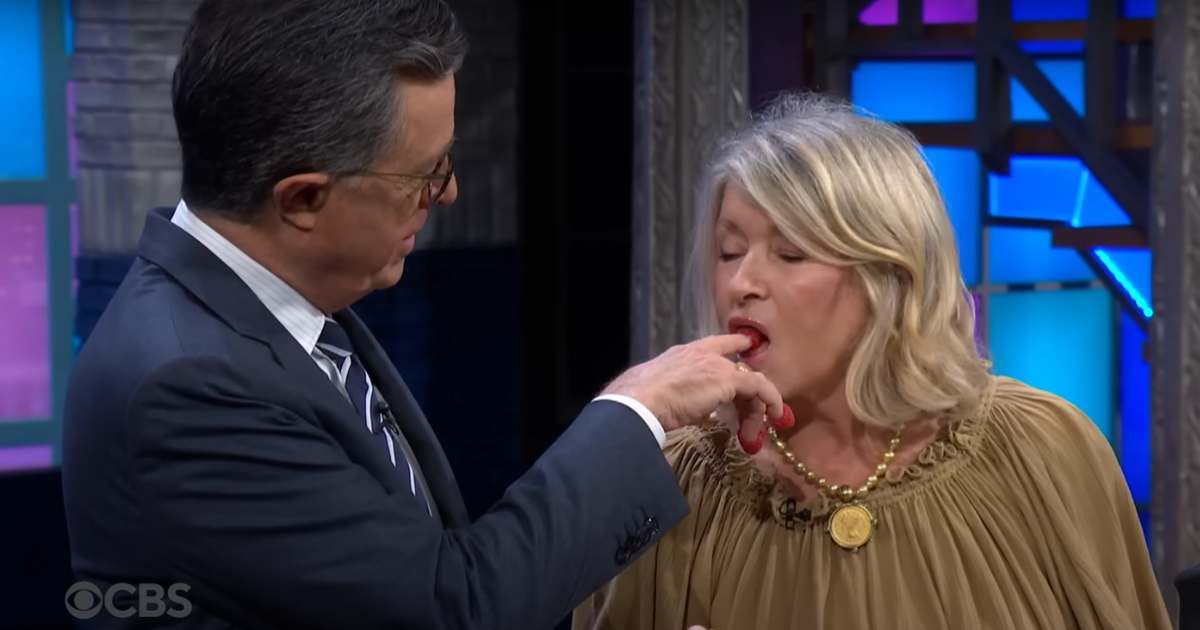 A screenshot of Stephen Colbert and Martha Stewart from an episode of 'The Late Show with Stephen Colbert' (Cover Image Source: YouTube | The Late Show with Stephen Colbert)
