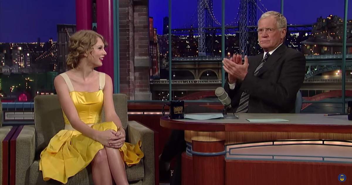 A screenshot of Taylor Swift and David Letterman from an episode of 'The Late Show with David Letterman' (Cover Image Source: YouTube | Letterman)