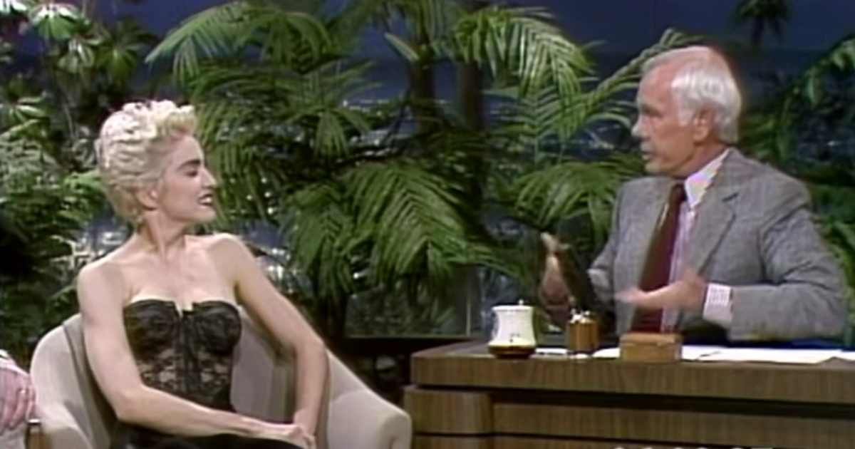 Screenshot of Madonna and Johnny Carson from the show 'The Tonight Show with Johnny Carson.' (Cover Image Source: YouTube | Photo By @johnnycarson)