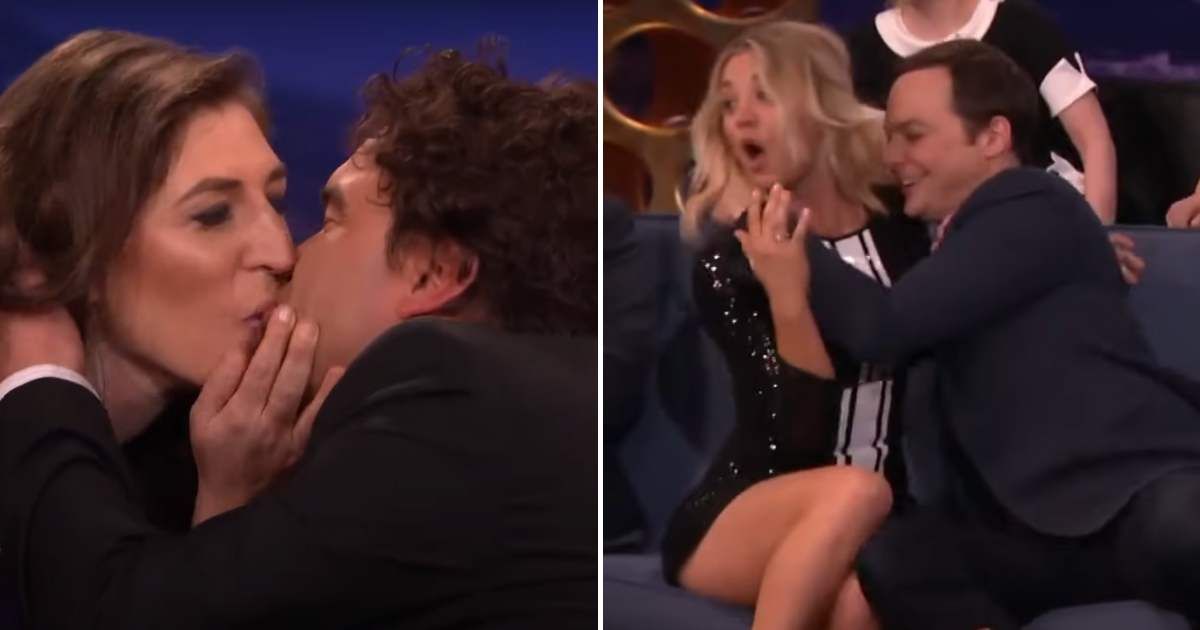 (L & R) Screenshot of Kunal Nayyar, Mayim Bialik, Kaley Cuoco and Jim Parsons from the show 'The Tonight Show Starring Conan O'Brien.' (Cover Image Source: YouTube | The Tonight Show Starring Conan O'Brien)