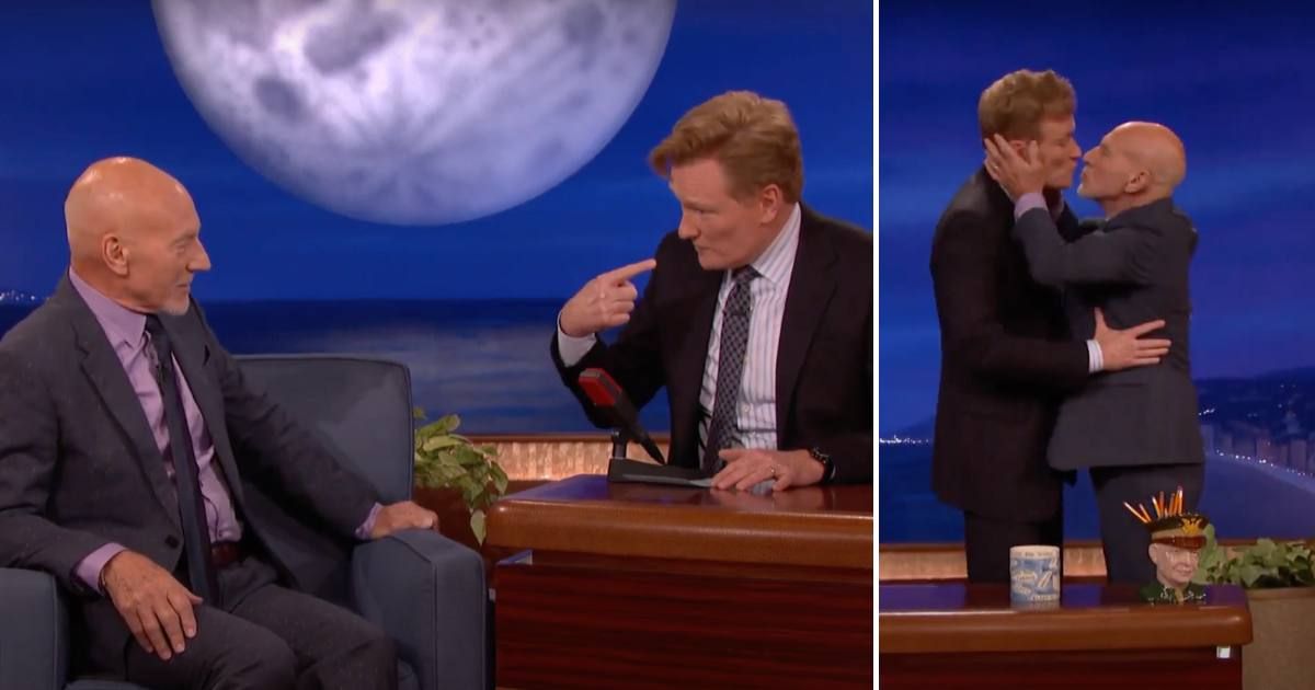 Screenshots of Sir Patrick Stewart and Conan O'Brien from 'Conan' (Cover Image Source: YouTube | TeamCoco)