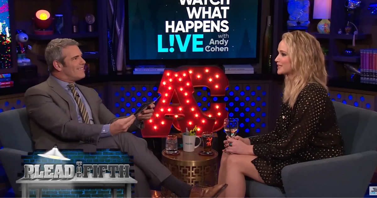 Screenshots of Jennifer Lawrence and Andy Cohen from an episode of 'Watch What Happens Live' (Cover Image Source: YouTube | Watch What Happens Live)