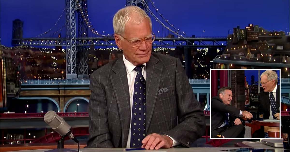 Screenshots of David Letterman from 'Late Show with David Letterman'; (Inset) A screenshot of Letterman and Robin Williams from 'Late Show with David Letterman' (Cover Image Source: YouTube | Letterman)