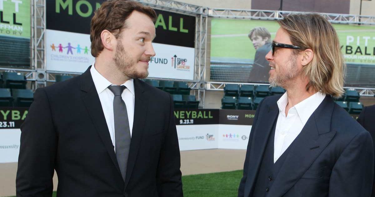 Chris Pratt and Brad Pitt at Columbia Pictures Premiere of "Moneyball" (Image Source: Photo by Eric Charbonneau/WireImages/Getty)