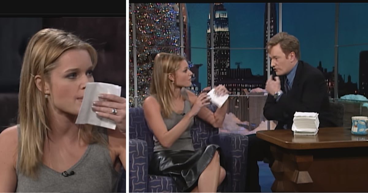 Rebecca Romijn and Conan O'Brien 'Late Night With Conan O'Brien' December 1998. (Cover Image Source: YouTube| Conan O'Brien)