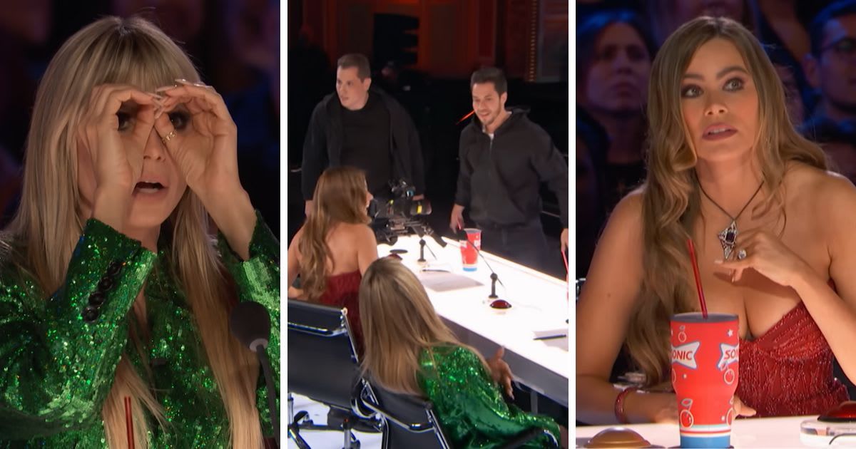 (L-R) Screenshots of Heidi Klum, a contestant performing the act on 'AGT', and Sofia Vergara from an episode of 'America's Got Talent' (Cover Image Source: YouTube | America's Got Talent)