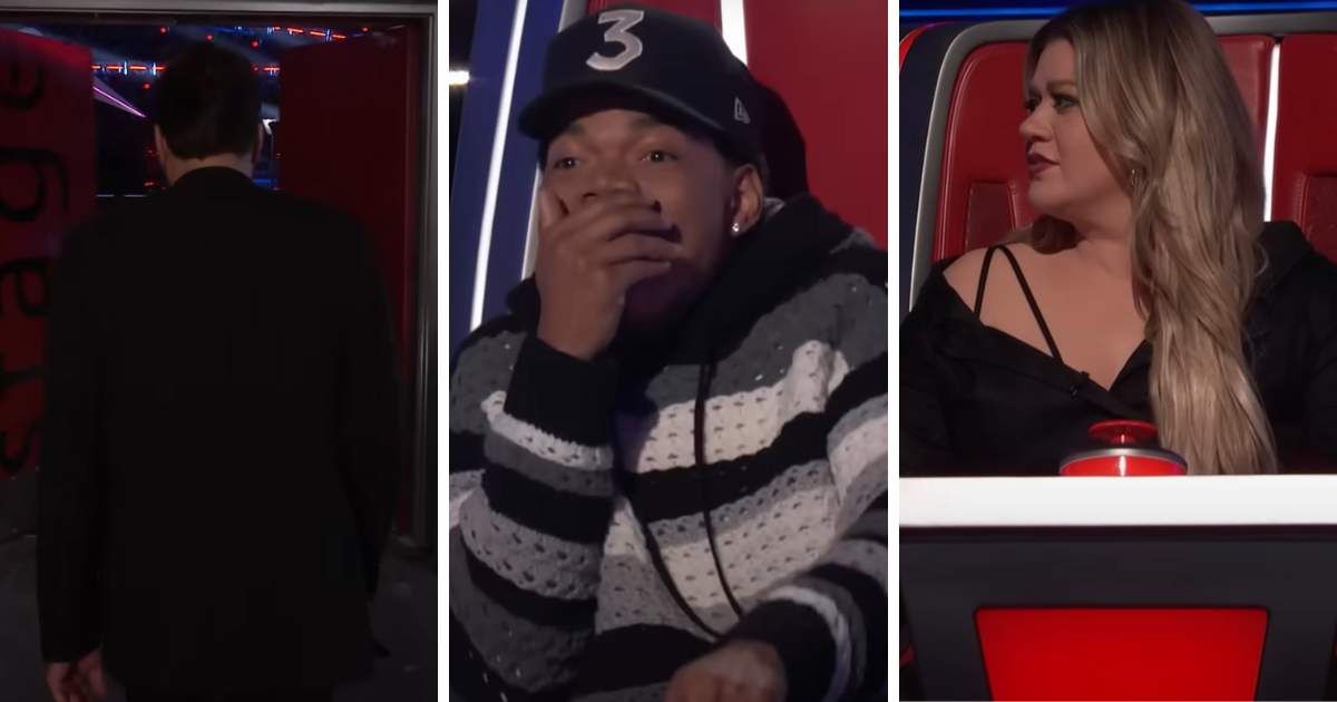 Screenshots of Chance the Rapper, Kelly Clarkson and the surprise guest on 'The Voice' March 2023. (Cover Image Source: YouTube | The Voice)