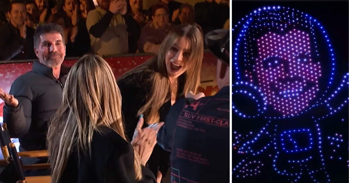 Screenshots of Simon Cowell after breaking 'AGT' rules and the drone show by Sky Elements from an episode of 'America's Got Talent' (Cover Image Source: YouTube | America's Got Talent)