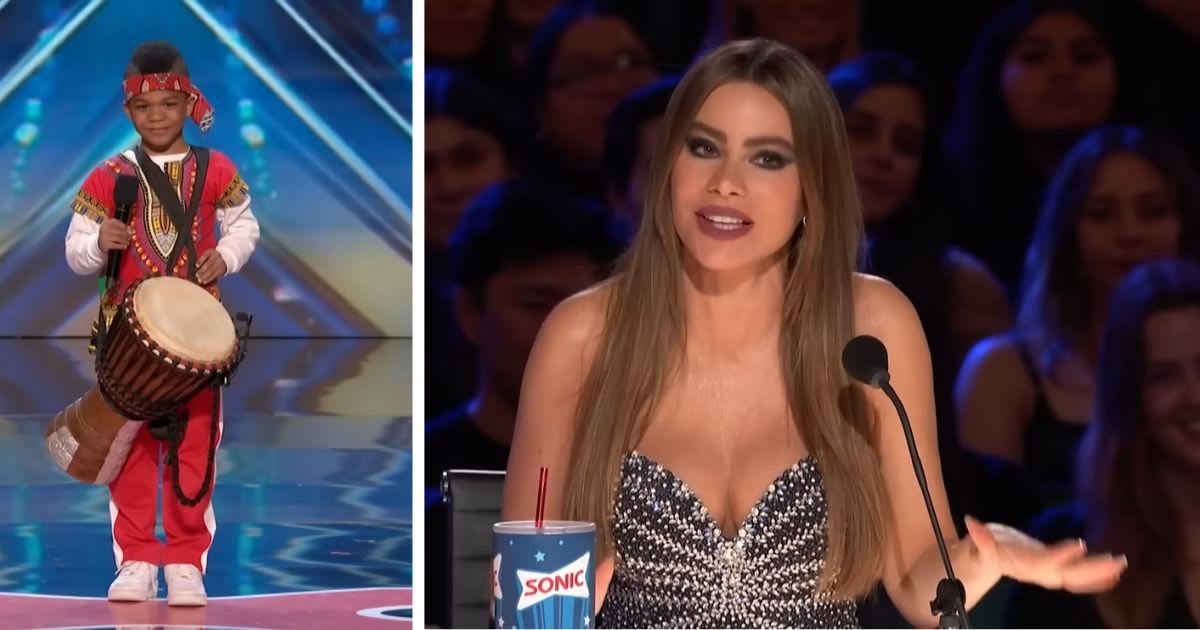 Sofia Vergara reacting to the peformance of 'Chioma & The Atlanta Drum Academy' during 'AGT' 2023 auditions. (Cover Image Source: YouTube | Talent Recap)