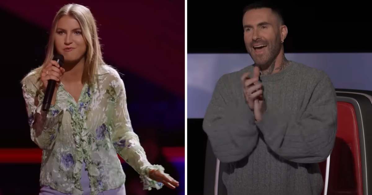 Screenshots of contestant Grace-Miller Moody and Adam Levine from 'The Voice' 2025 blind auditions episode (Cover Image Source: YouTube | The Voice)