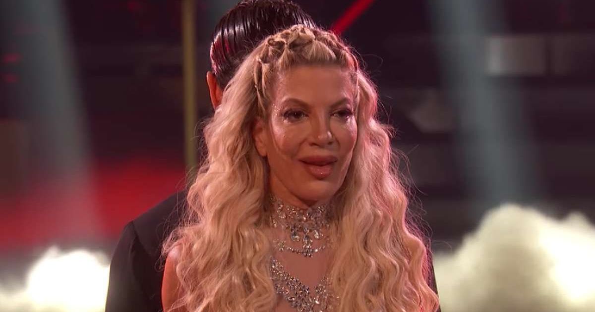 A screenshot of Tori Spelling from an episode of 'Dancing with the Stars' (Cover Image Source: YouTube | Dancing with the Stars)