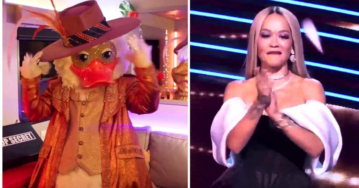 (L) Lucky Duck and (R) Rita Ora in a screenshot from 'The Masked Singer' (Cover Image Source: YouTube | The Masked Spoilers)