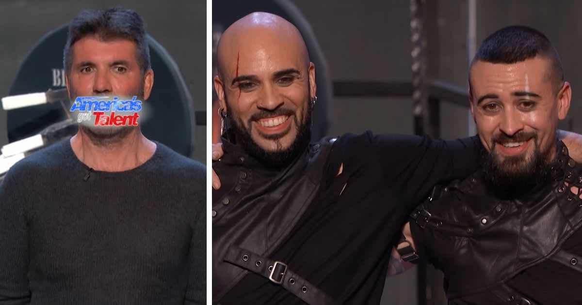 Simon Cowell participating in a daring act with Blade 2 Blade (Cover image source: YouTube | America's Got Talent)