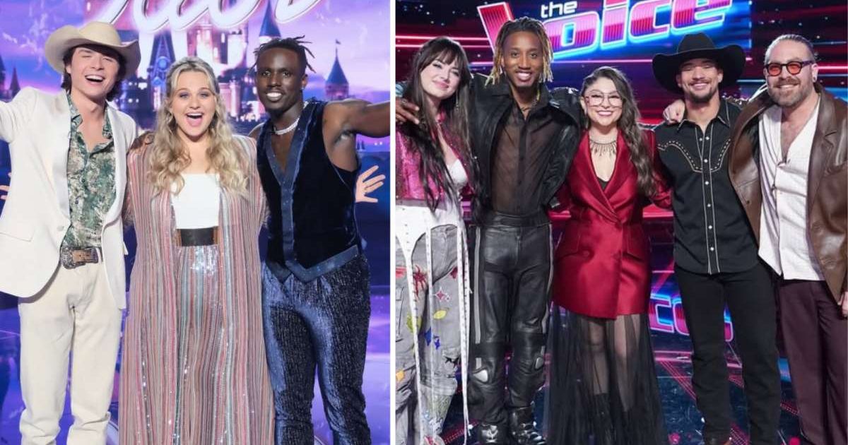 (L) Top 3 finalists of 'American Idol' Season 23 and  (R) Top 5 contestants of 'The Voice' Season 27 (Cover Image Source: Instagram | americanidol (L); nbcthevoice (R))
