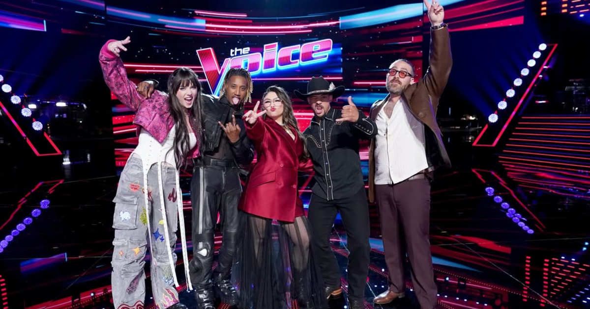 (L-R) Jadyn Cree, Renzo, Lucia Flores-Wiseman, Jaelen Johnston and Adam David in a still from 'The Voice' (Cover Image Source: Instagram | nbcthevoice)