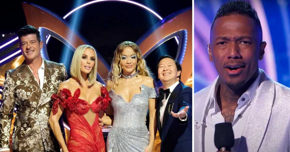 (L-R) Photo of Judges Robin Thicke, Rita Ora, Jenny McCarthy, and Ken Jeong, and a screenshot of host Nick Cannon from 'The Masked Singer'  (Cover image source: (L-R)Instagram | @themaskedsingerfox; YouTube | 'The Masked Singer')
