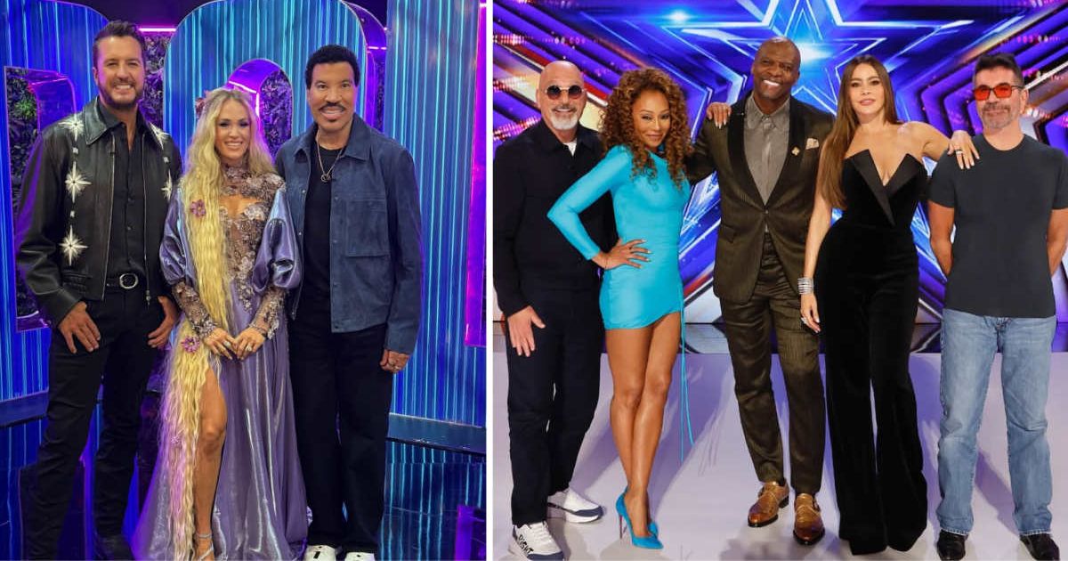 (L) 'American Idol' judges in a production still from the sets; (R) 'America's Got Talent' judges in a production still from the sets (Cover Image Source: Instagram | (L) @americanidol; @agt)