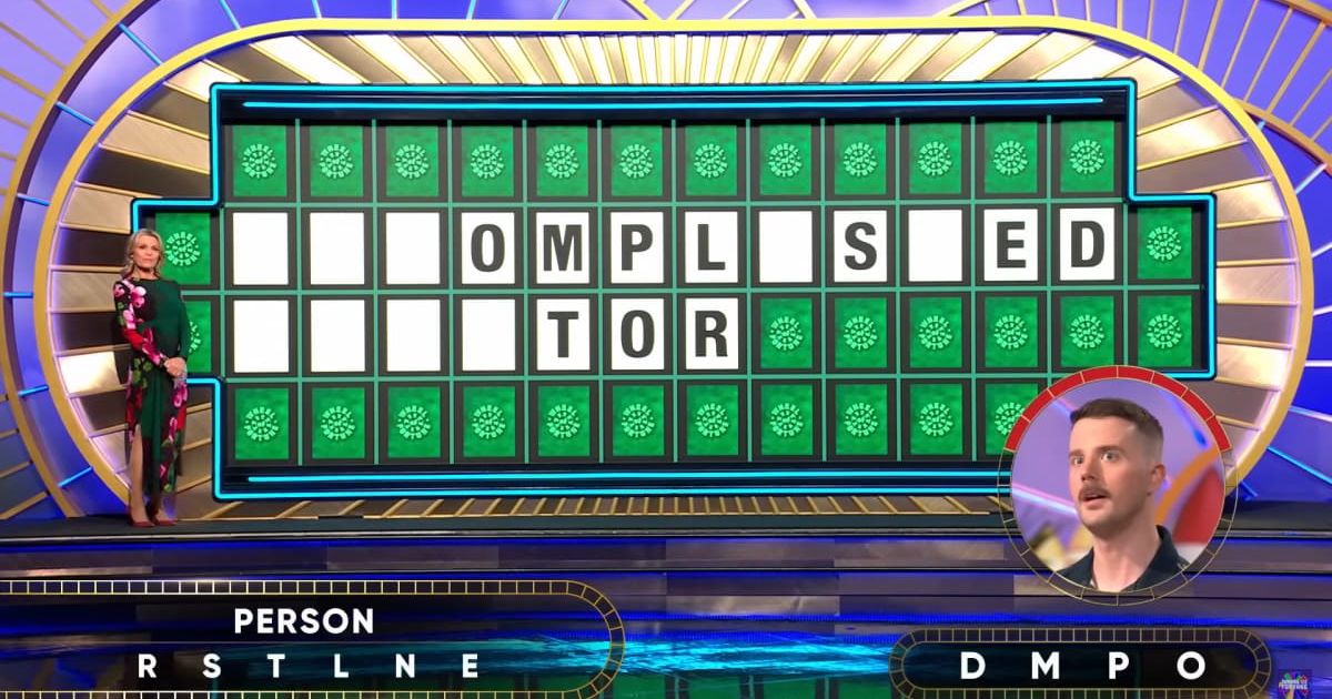 A screenshot of Vanna White and Kyle MacDonald from an episode of 'Wheel of Fortune' (Image Source: YouTube | Wheel of Fortune)