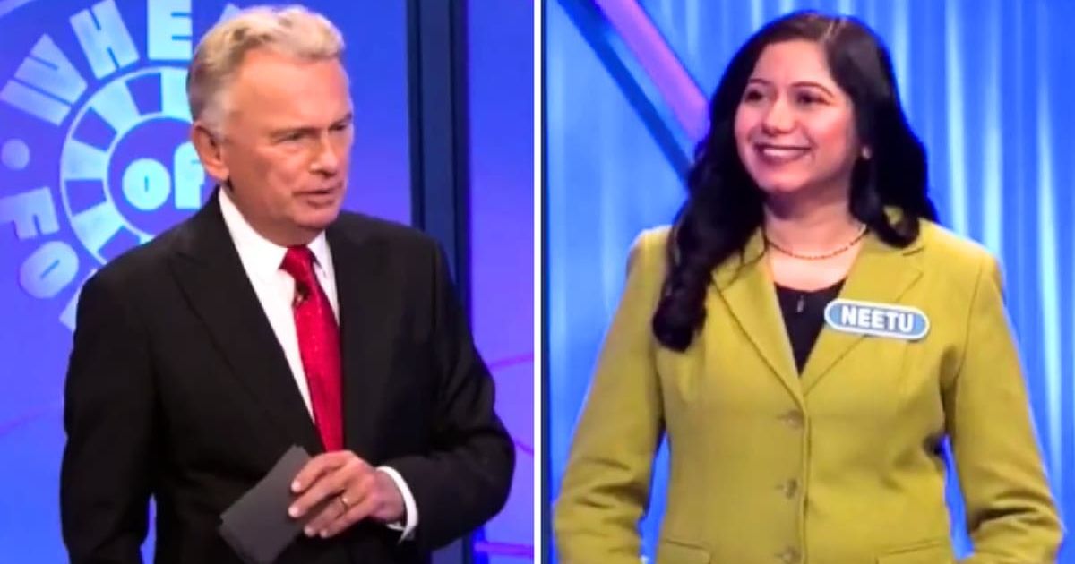 (L) Pat Sajak and (R) Neetu Varshney in screenshots from 'Wheel of Fortune' (Cover Image Source: X | Clark Public Schools)