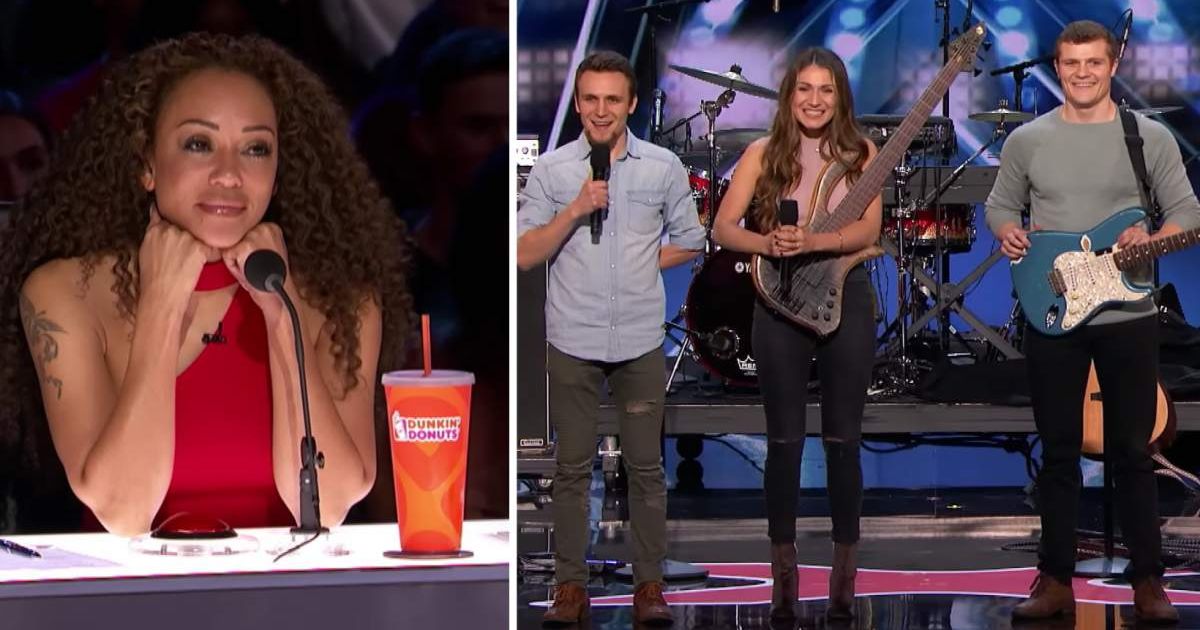 (L) Mel B and (R) We Three in screenshots from 'America's Got Talent' (Cover Image Source: YouTube | America's Got Talent)
