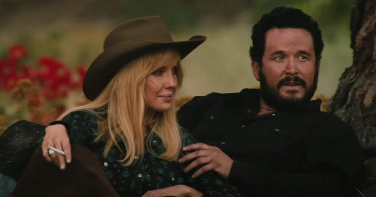 Kelly Reilly (L) as Beth and Cole Hauser (R) as Rip Wheeler in Yellowstone. (Cover Image Source: YouTube/Yellowstone)