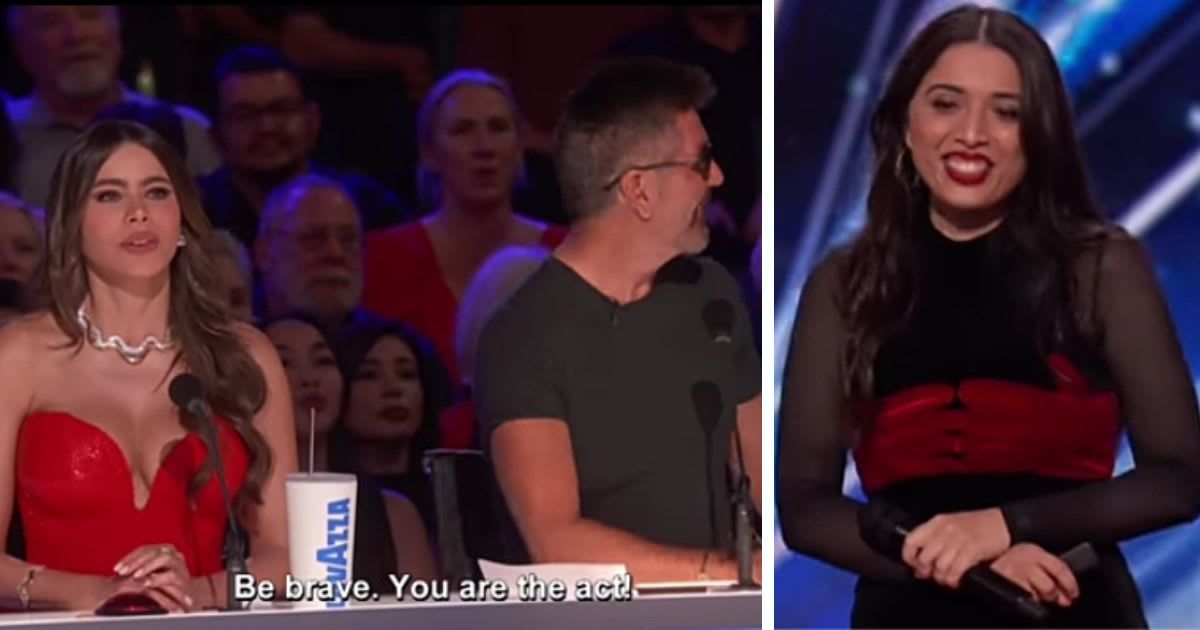 Sofia Vergara (L), Simon Cowell, and contestant Astrid Jorgensen on 'AGT' 2025. (Cover Image Source: YouTube | America's Got Talent)