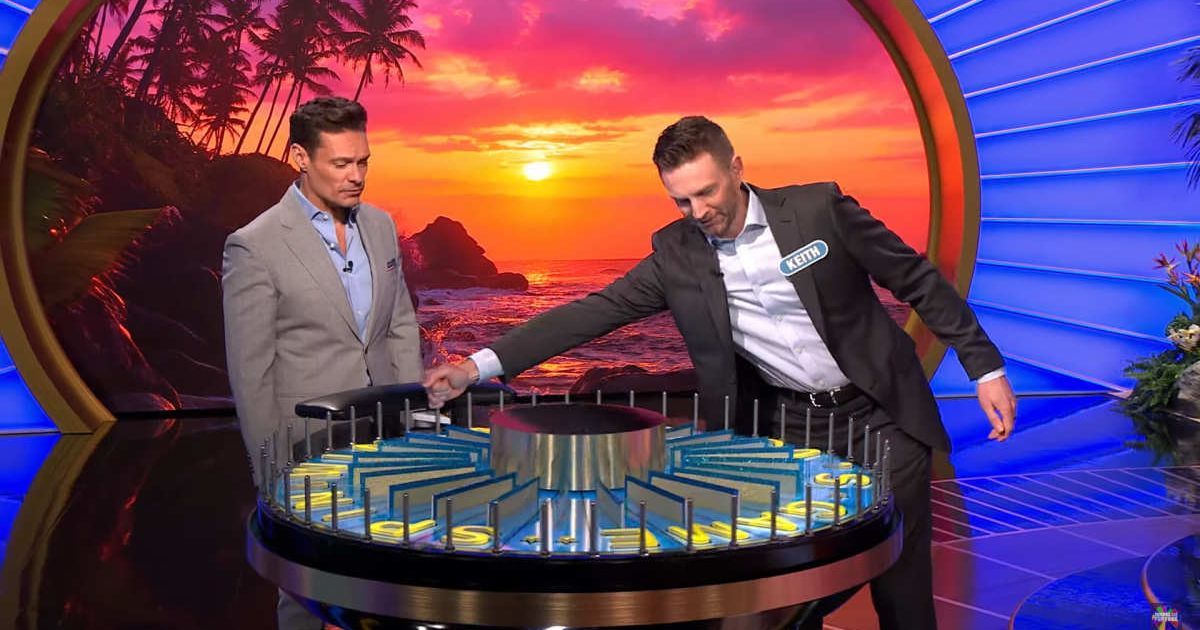 A screenshot of Ryan Seacrest and Keith Upton from an episode of 'Wheel of Fortune' (Image Source: YouTube | Wheel of Fortune)